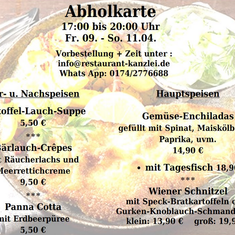 Kestaurant Kanzlei - Abholkarte für dieses Wochenende