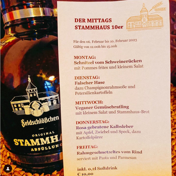 Feldschlösschen Stammhaus - Die neue Woche beginnt mit Schnitzel!