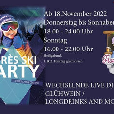 Apres Ski Party FRAU HOLLE im Stadtwaldschlösschen im italienischen Dörfchen!