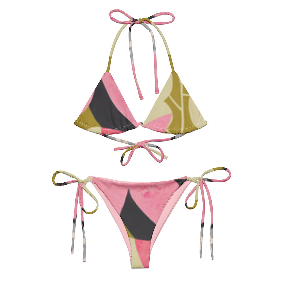 Miniatura: Bikini de cordones reciclado con estampado completo.