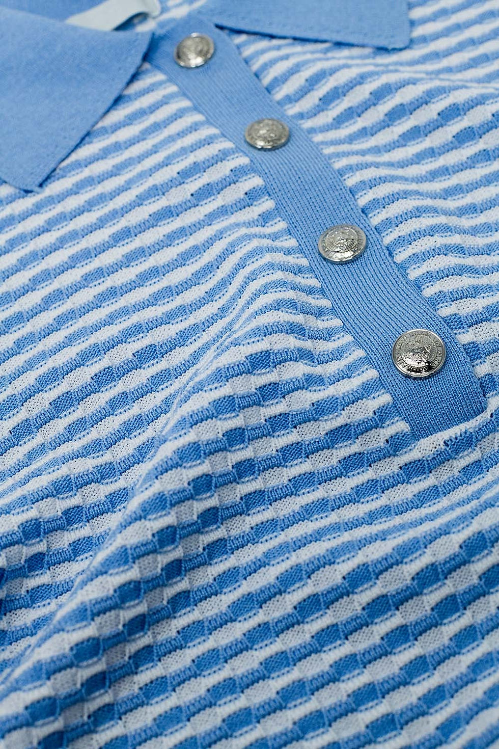 Thumbnail: Short Sleeve Polo in Blue With White Stripes
