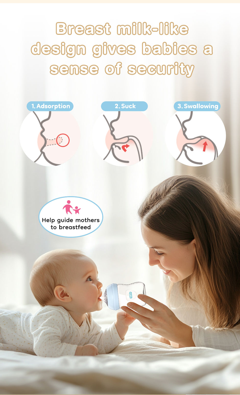 Thumbnail: Baby PP Bottle 150/240/330ML Newborn Baby Bottle with Handle Milk BottleFeeding 