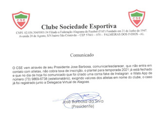 Atletas do CSE sofrem golpe e perdem dinheiro para suposto "Presidente" do clube