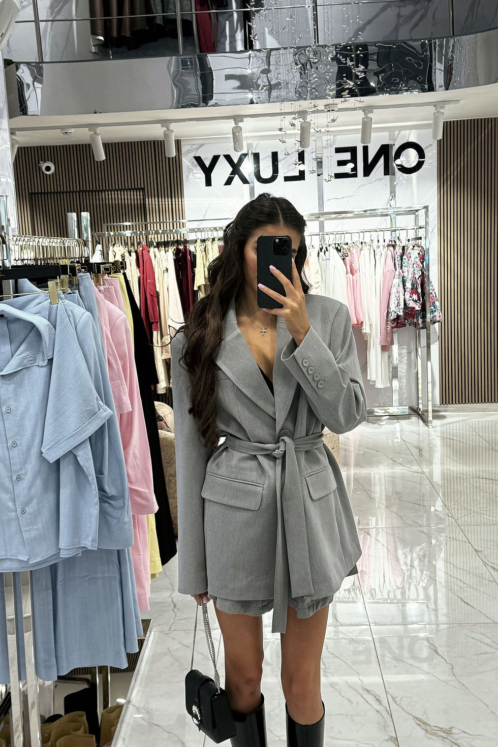 Сако Аура от костюмна материя Luxy – сиво – снимка 2 от 4