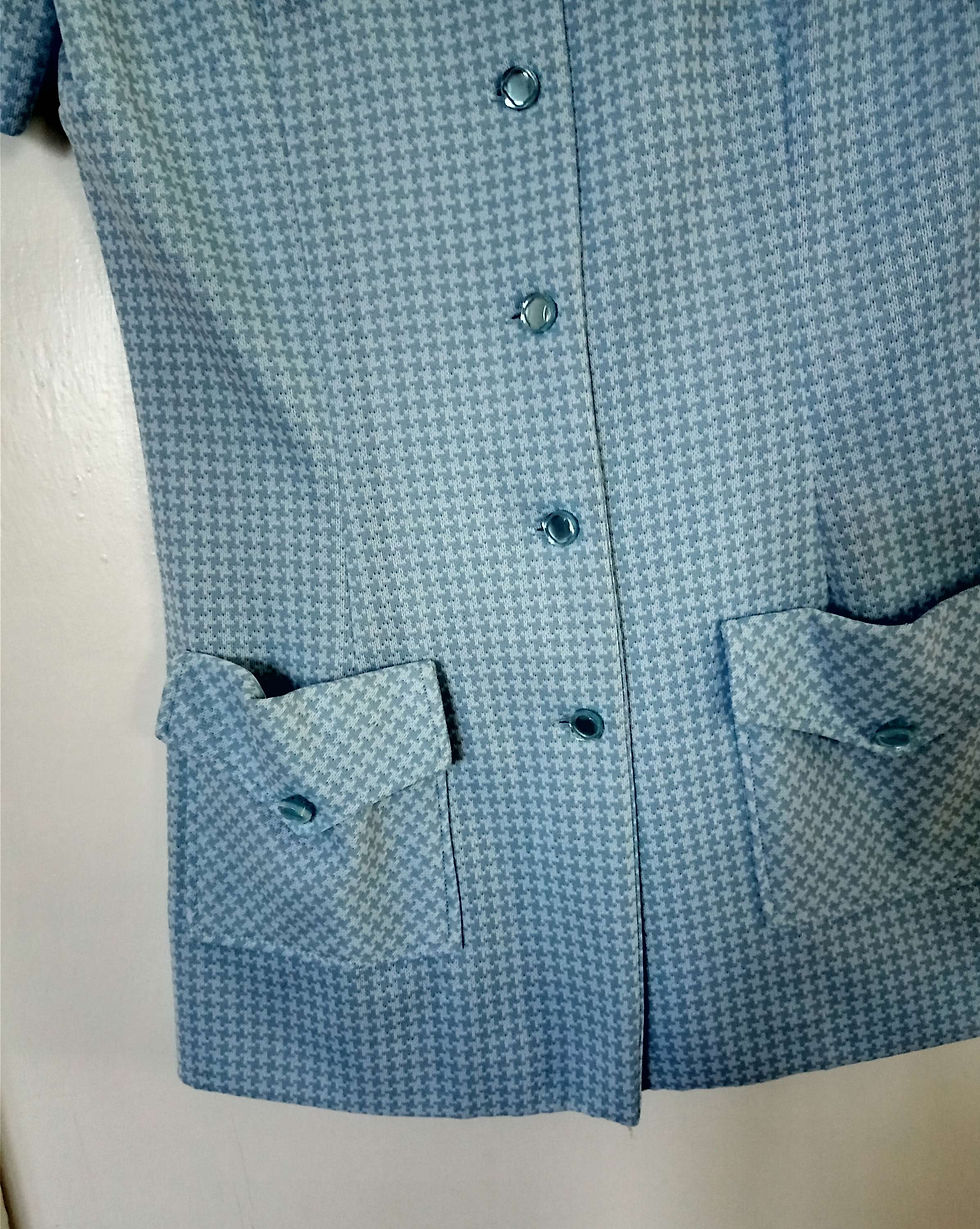 Thumbnail: Vintage light blue houndstooth tunic top