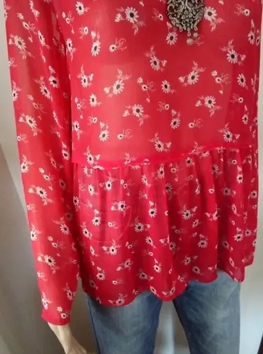 Thumbnail: Basque sheer red top