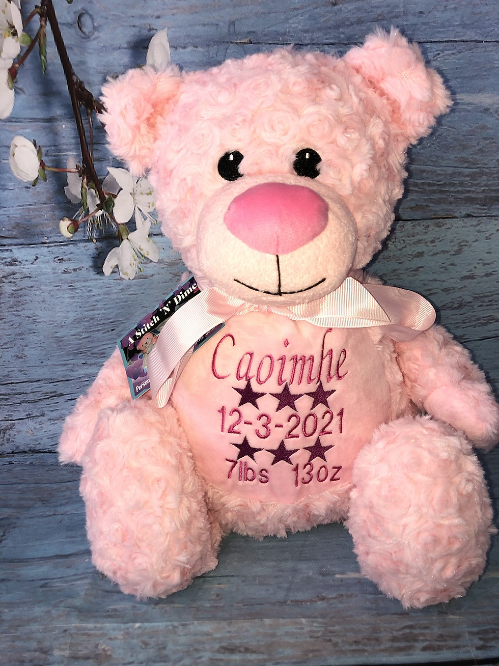 Thumbnail: Pink Tummy Bear (name, date, weight)