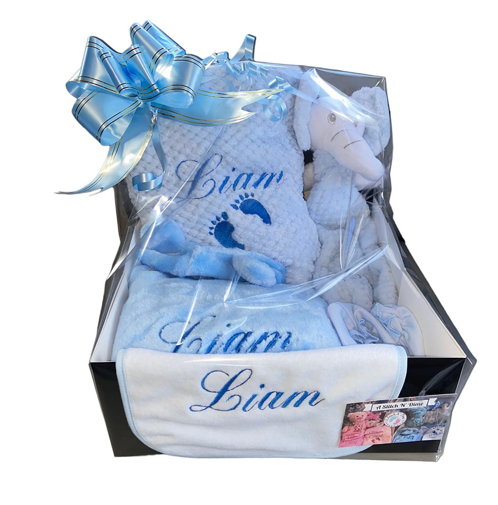 Thumbnail: Blue Gift Hamper, With Waffle Blanket Upgrade (Option B)