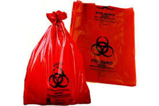 BOLSA PARA RESIDUOS PELIGROS AUTOCLAVEABLE, MEDIDAS 40 X 75 CM, PAQUETE CON 100
