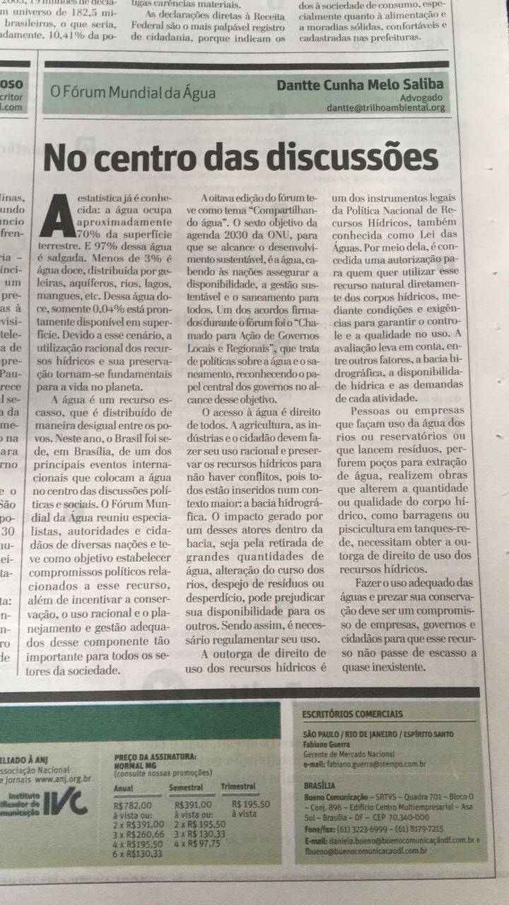 Imagem do texto publicado no Jornal