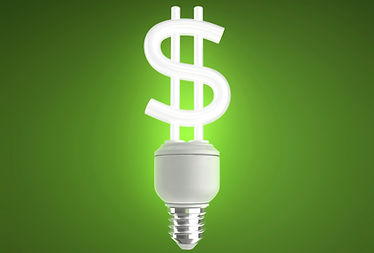 Imagem do dinheiro em forma de lampada de energia