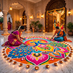 Colorful Rangoli Floor Art