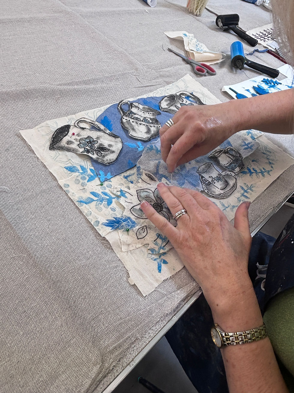 Thumbnail: Monoprint on textiles and paper with Elin Crowley, Saturday 19th September.