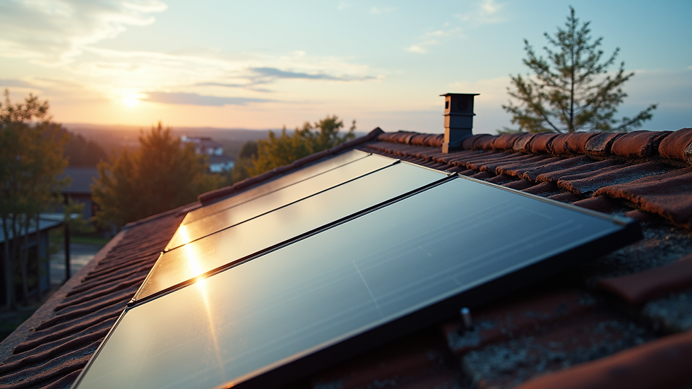 High angle view of solar panels installed on a residential roof