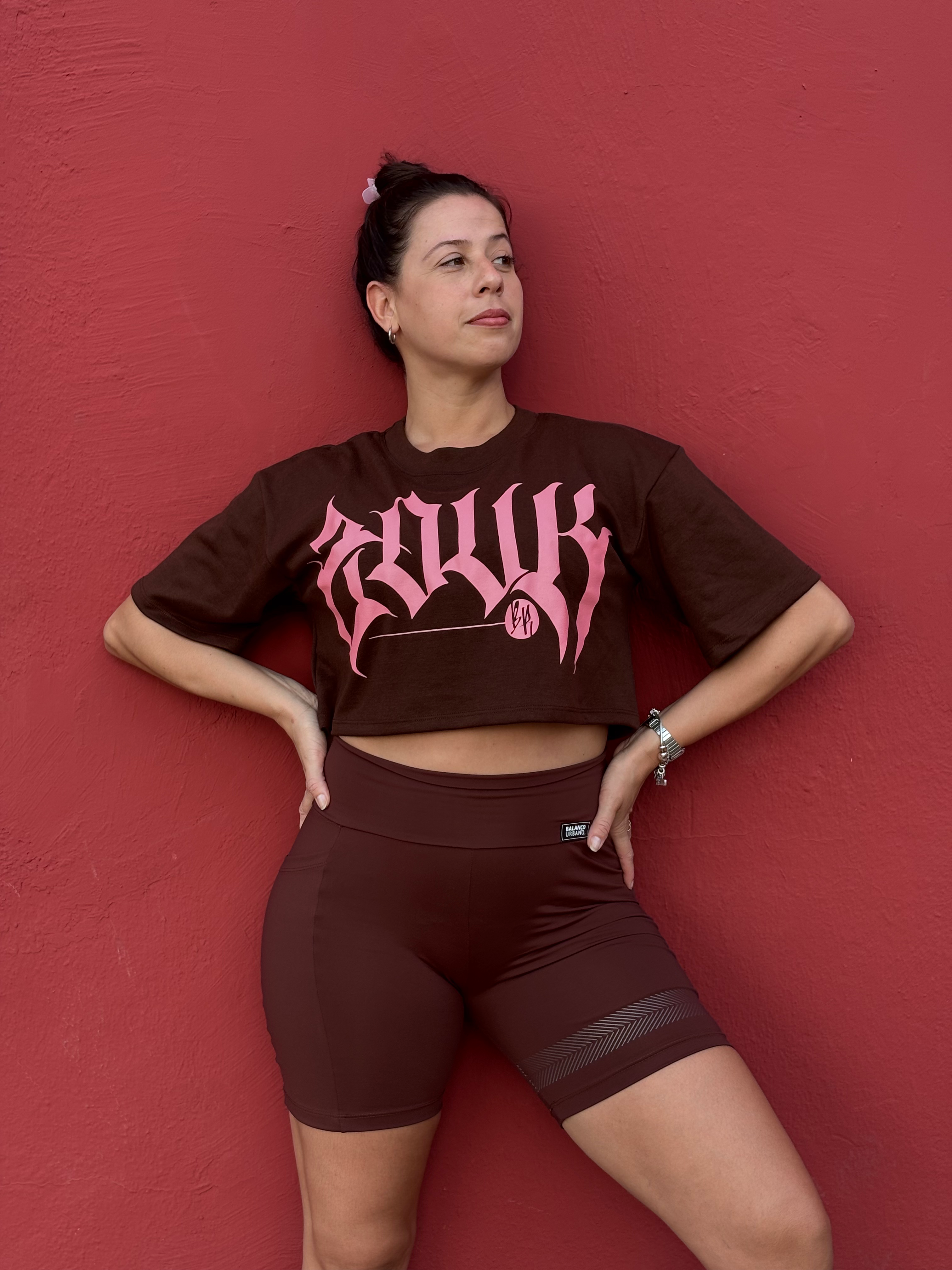Cropped Oversize Zouk Marrom