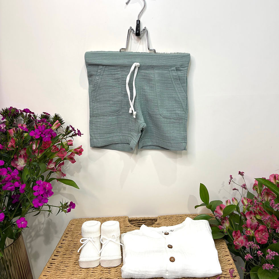 Bermuda da Neonato in Mussola di Cotone Organico – Colore Menta BabyVip