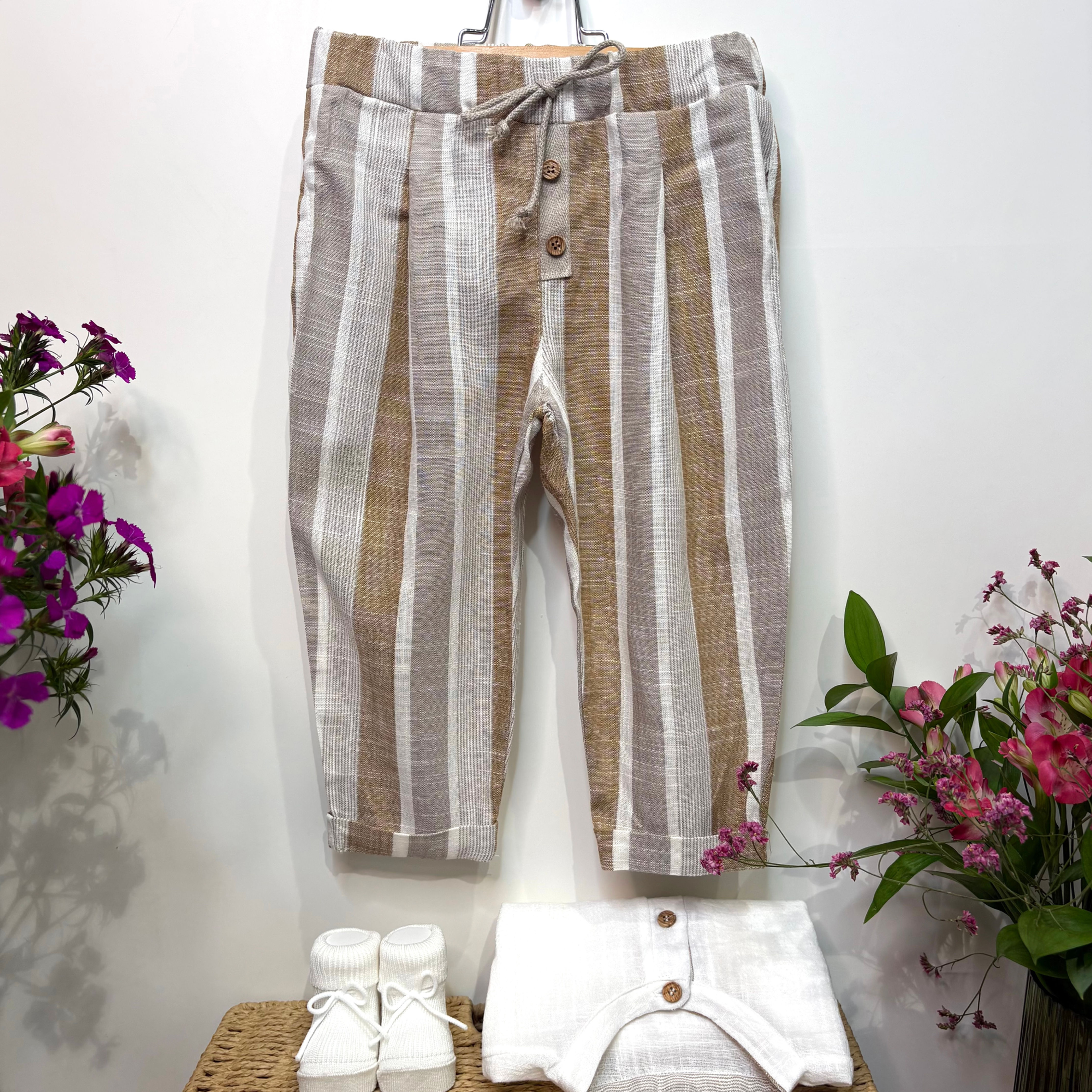 Pantalone rigato da Neonato in Cotone