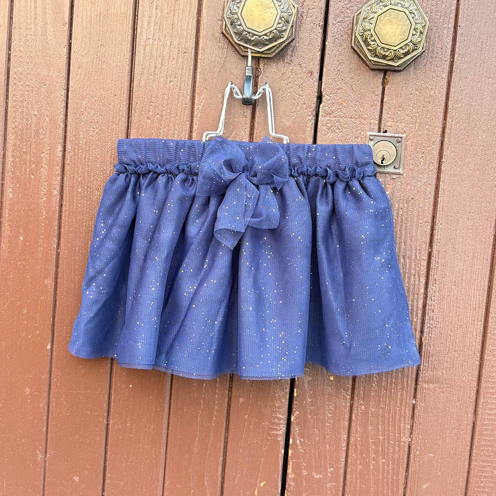 Gonna blu in tulle con fiocco glitterato