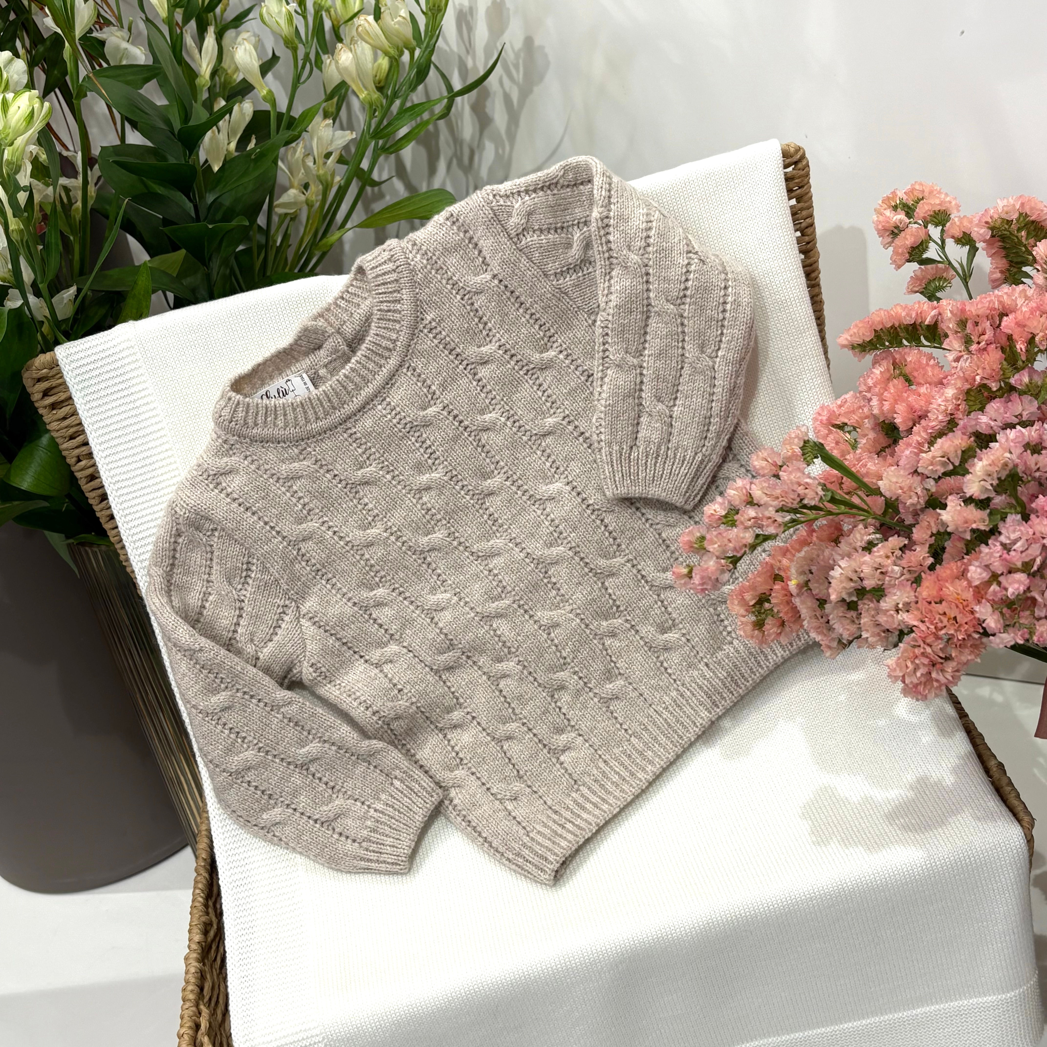 Girocollo da neonati in Pura Lana Merino Cardata