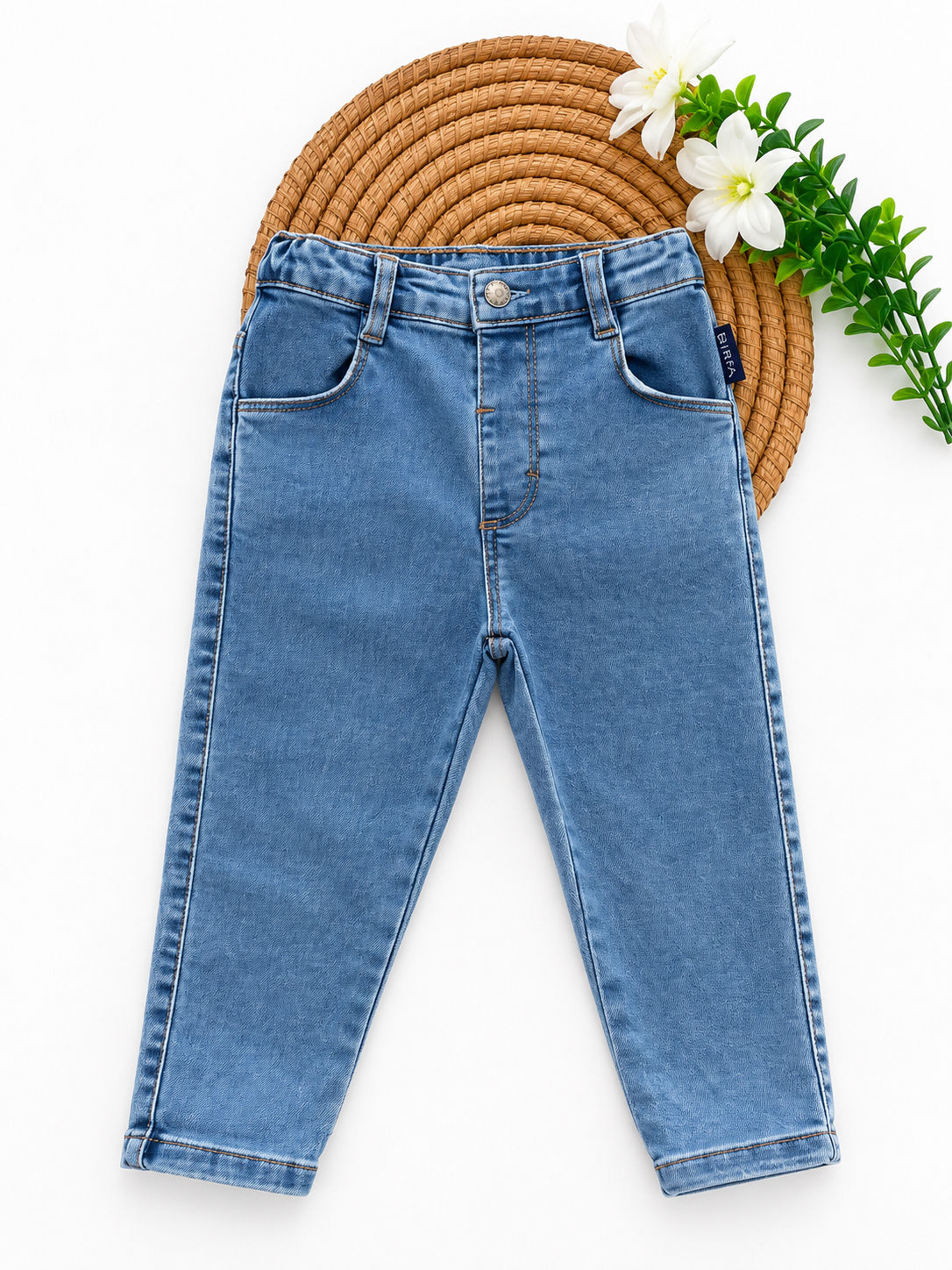 Jeans da Neonato in Denim Elasticizzato Azzurro – Birba