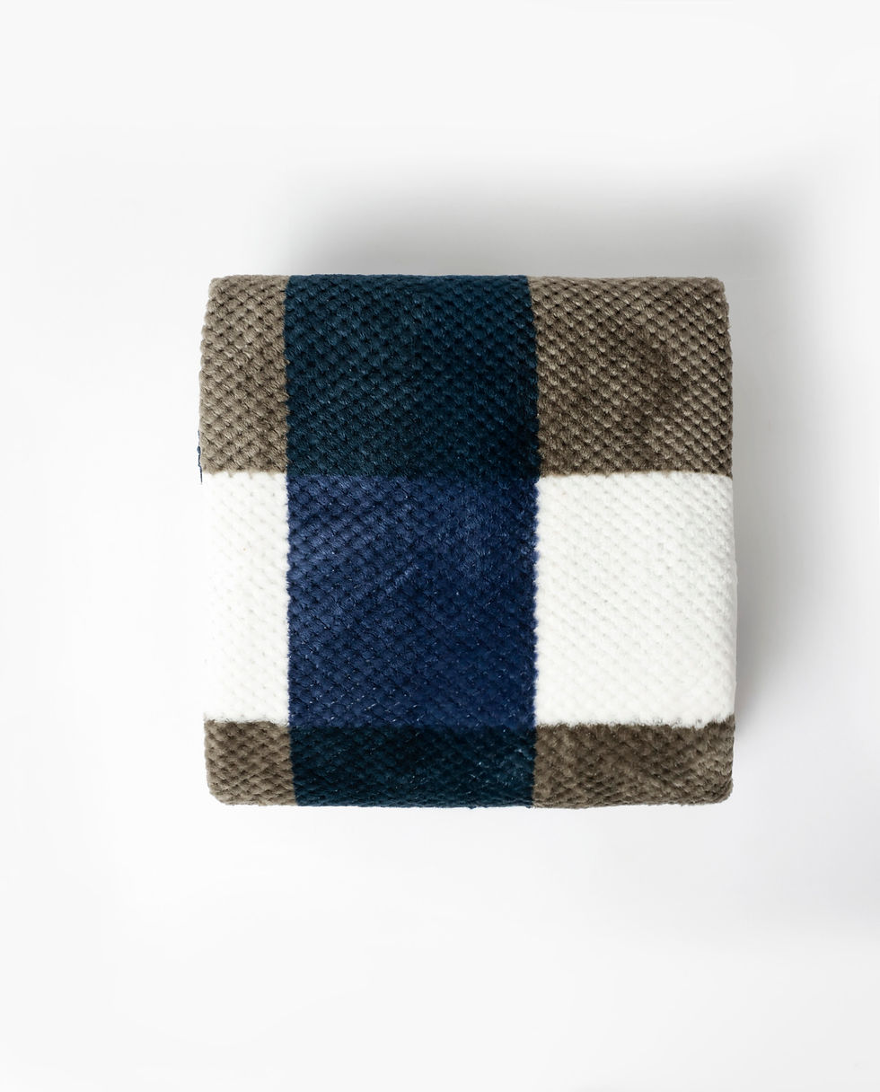 Miniatura: Plaid Admas con lavorazione geometrica a rilievo blu – 150×200 cm 