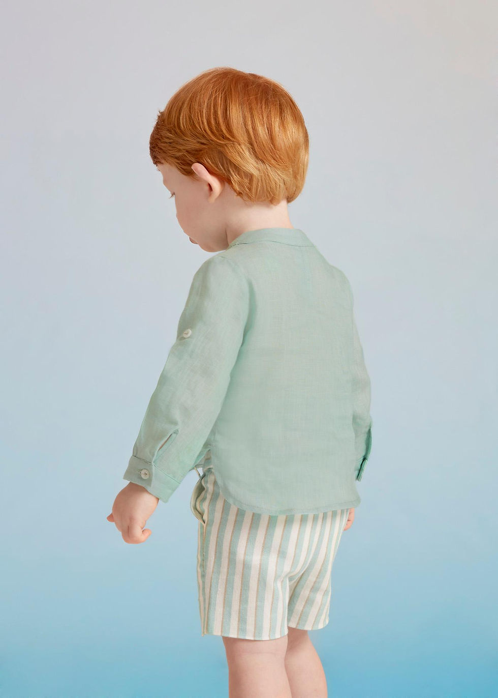 Miniatura: Completo Camicia E Bermuda Righe Neonato