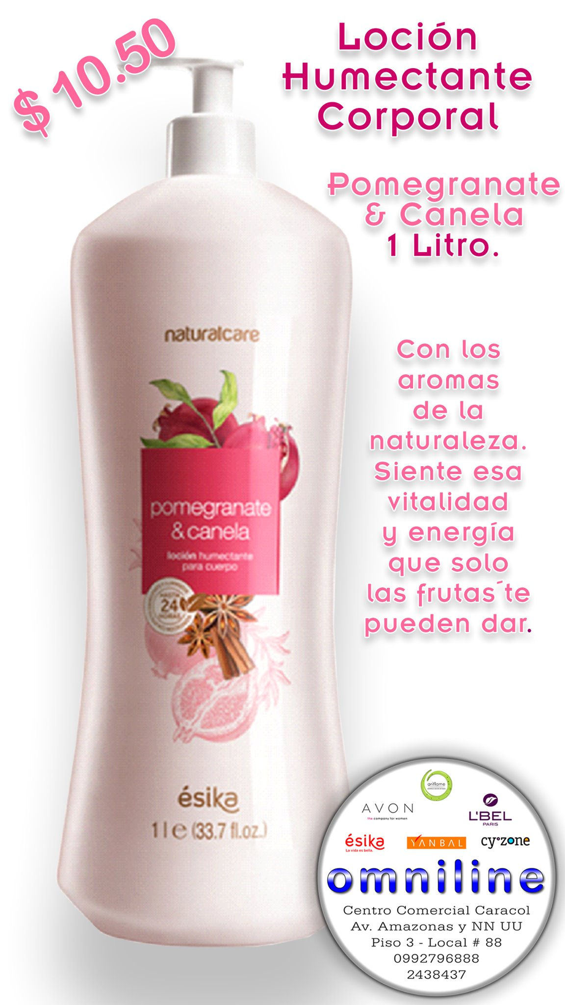 CREMA HUMECTANTE POMEGRANATE Y CANELA