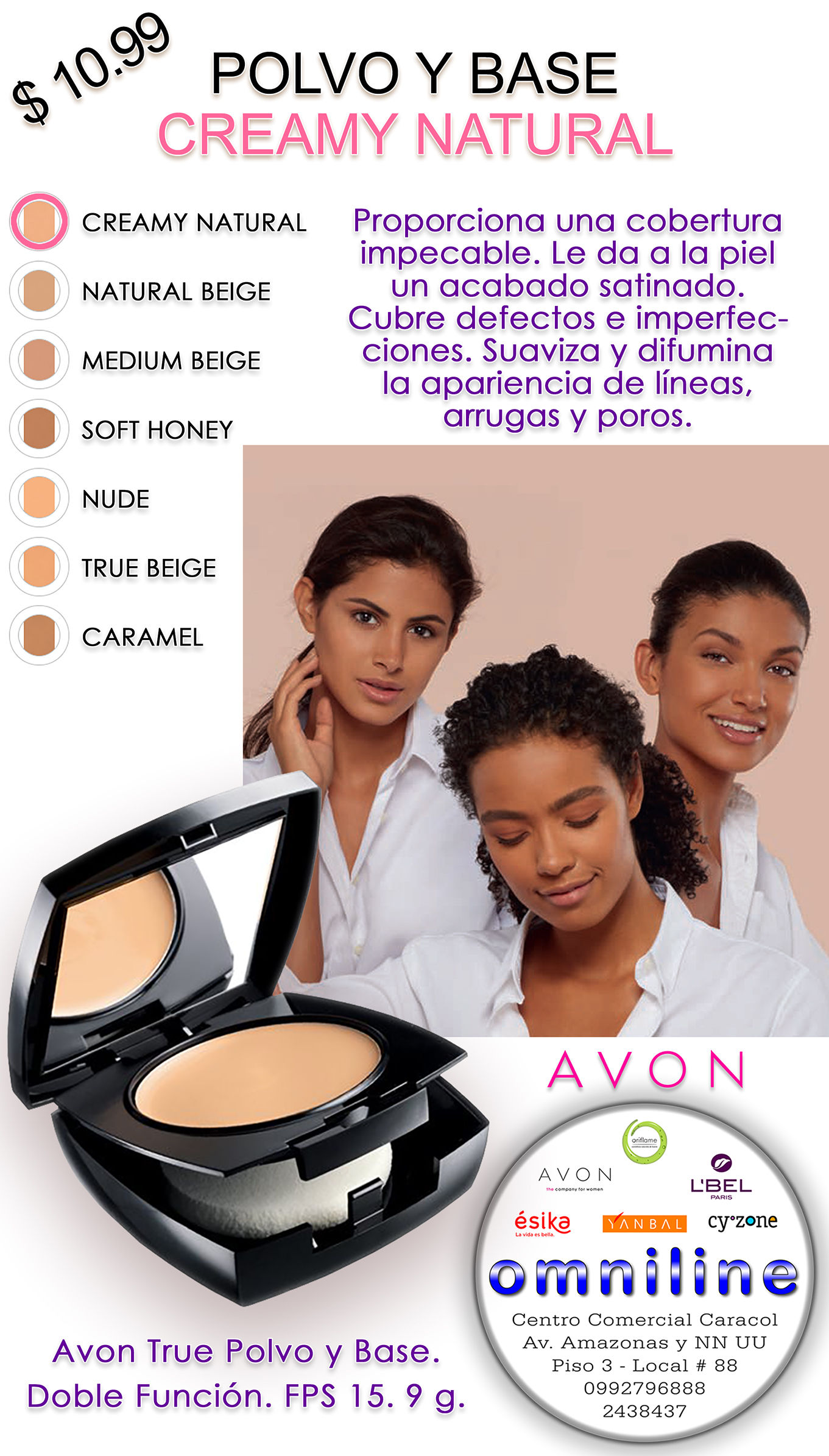 POLVO Y BASE CREAMY NATURAL AVON TRUE