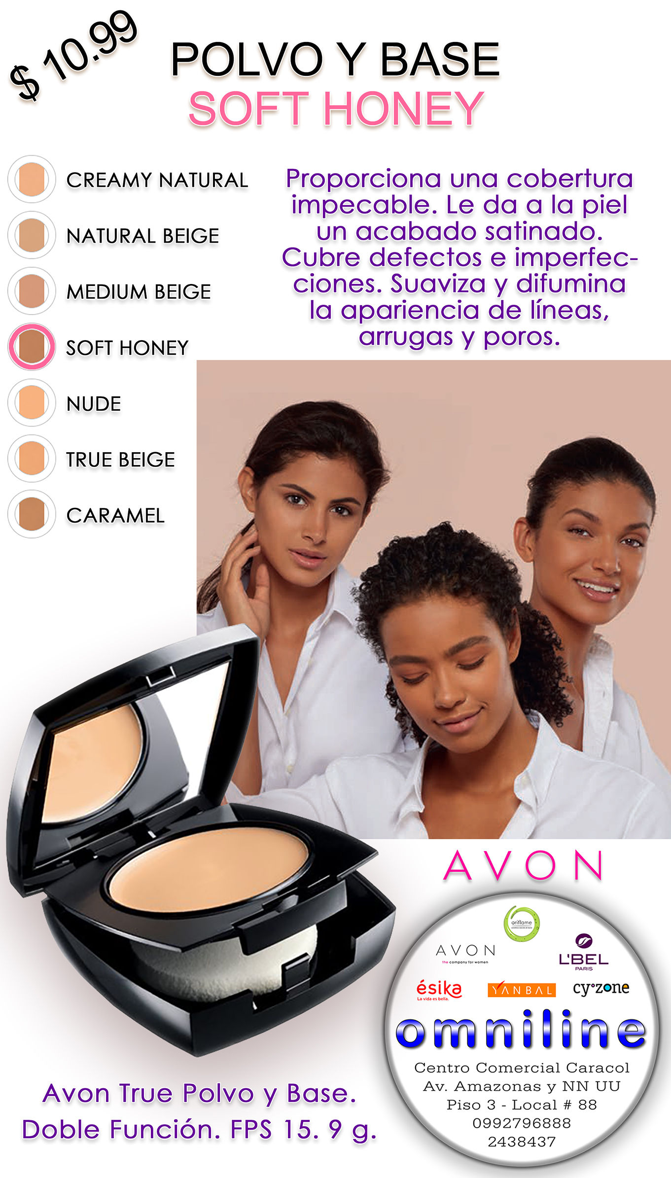 POLVO Y BASE SOFT HONEY AVON TRUE