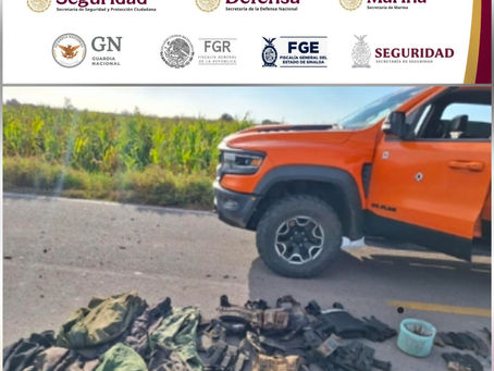 Tras agresión, Grupo Interinstitucional asegura armamento y un vehículo en Navolato