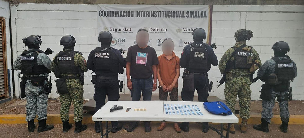 Dos civiles son detenidos por el Grupo Interinstitucional por portar un arma de fuego y dosis de droga en Culiacán