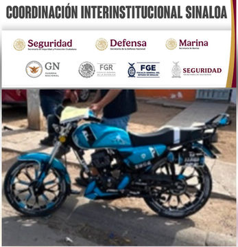 Mediante el oportuno reporte al 9-1-1, Grupo Interinstitucional recupera una motocicleta en Culiacán