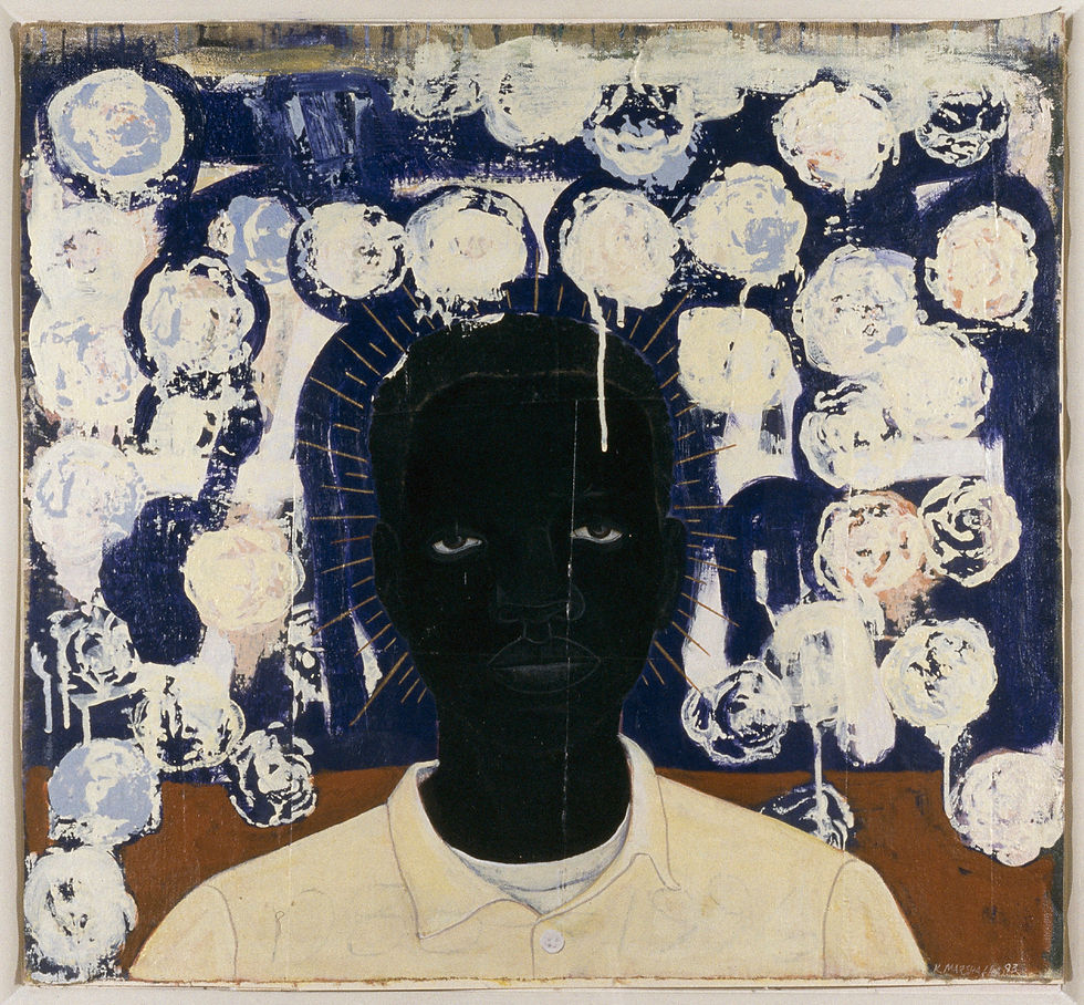 abstract painting of a young black boy