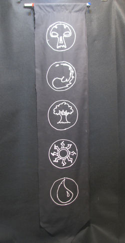 BANNERS HANG ON EACH SIDE OF THE ENTRY TO OUR GAME ROOM