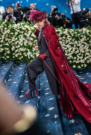 Teyana Taylor 2025 Met Gala burgundy zoot suit