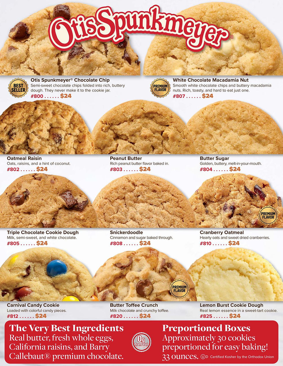 Otis Spunkmeyer cookie dough fundraiser brochure featuring pre portioned cookie dough
