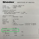 Shodex column serial number CoA