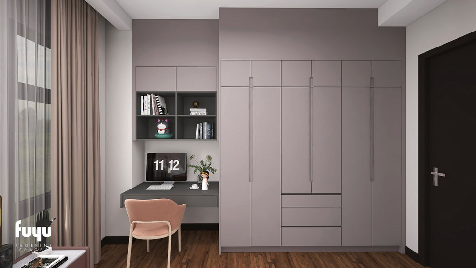 Andy’s Residence study area interior at Tropicana Aman Dalia – minimalist built-in wardrobe design by Fuyu Dezain Sdn Bhd