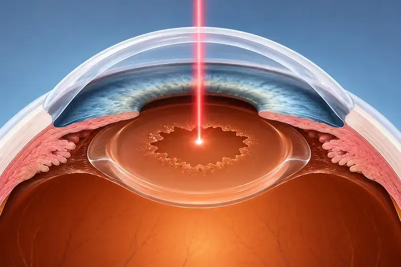 Diagramatic representation of laser surgical procedures on an eye