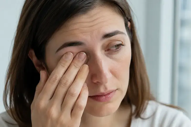 person suffering from dry eye syndrome