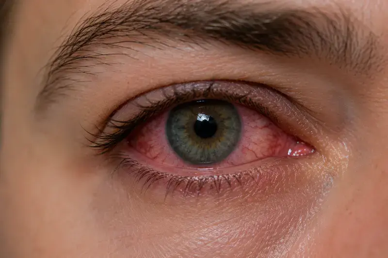 Close-up of an eye affected by uveitis