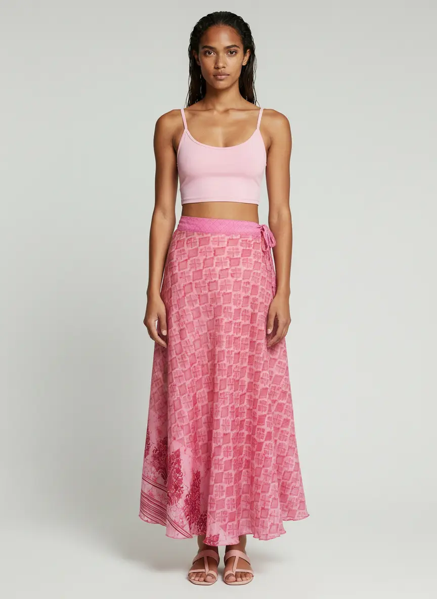 Miniature : jupe soie rose