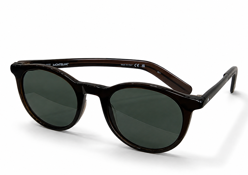Mont Blanc MB 0353S dark tortoiseshell round-frame sunglasses with green lenses, size 49, at Supreme Optique