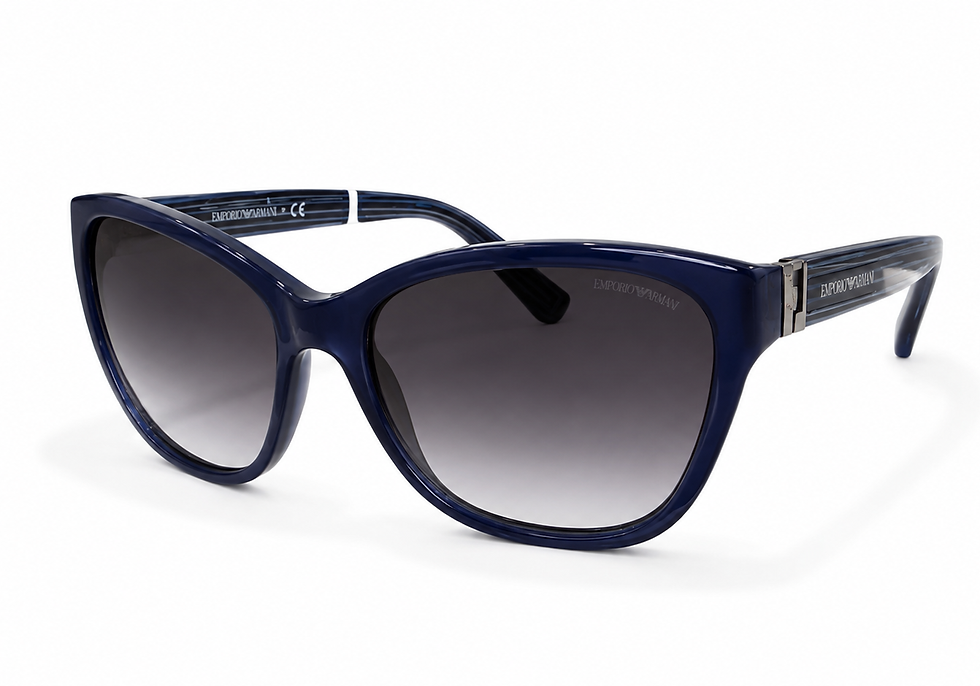 Emporio Armani EA4068 sunglasses in navy blue cat-eye frame with brown gradient lenses