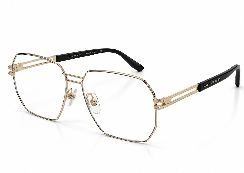 Marc Jacobs Marc 635 gold geometric-frame eyeglasses with black temple tips, size 59, at Supreme Optique