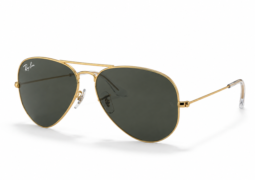 Ray-Ban RB 3025 Aviator gold-frame sunglasses with green lenses, size 58, at Supreme Optique