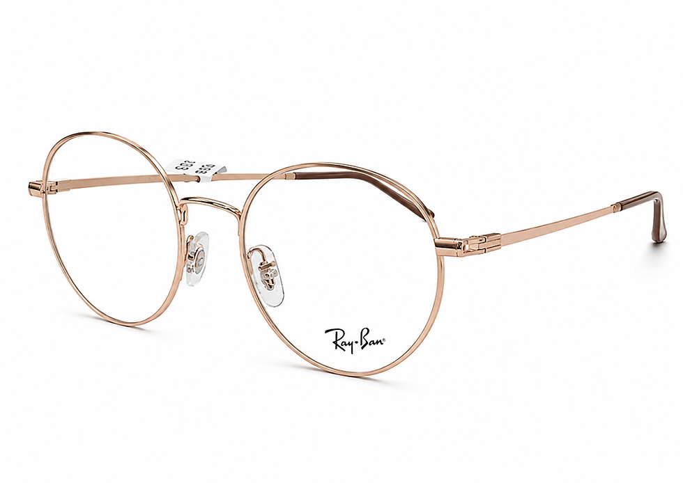 Ray-Ban RX 3681V rose-gold round-frame eyeglasses, size 50, at Supreme Optique