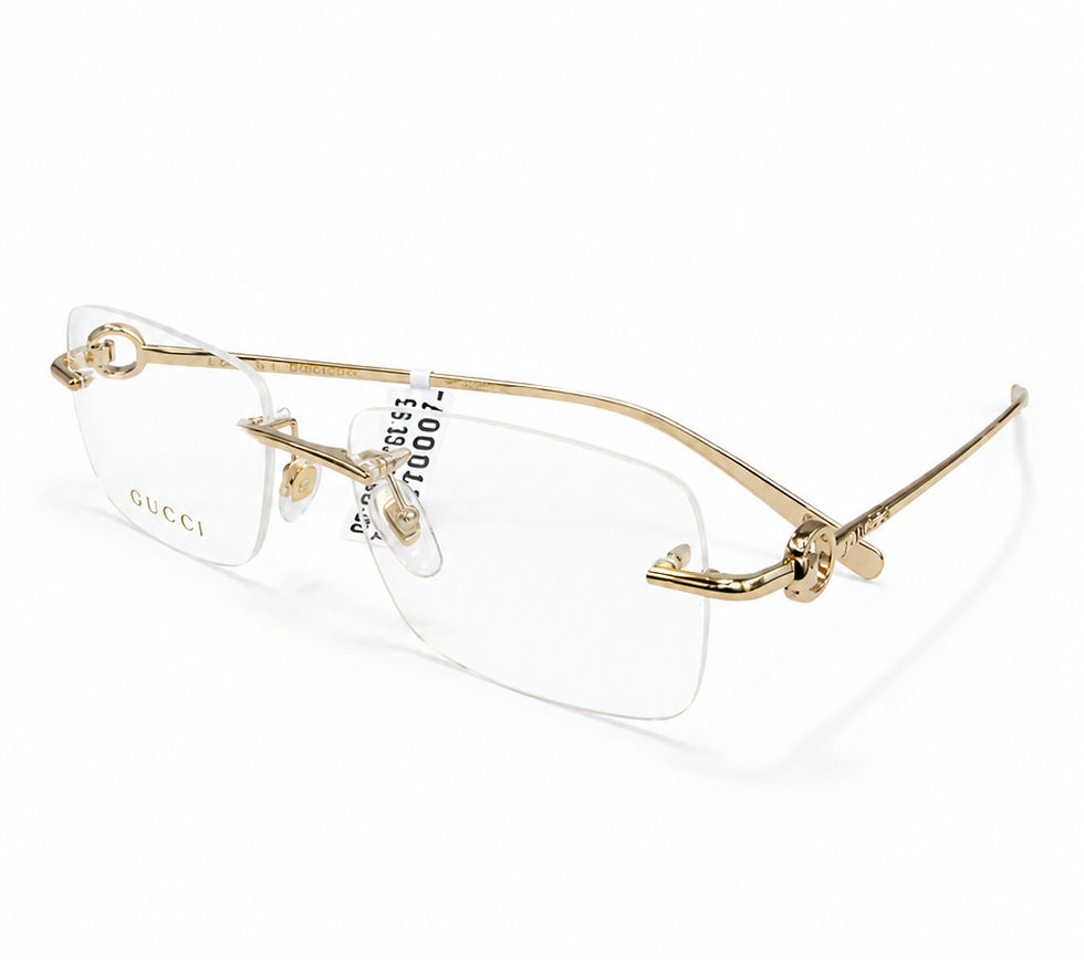 Gucci GG 17030 gold rimless eyeglasses with interlocking G logo detail, size 55, at Supreme Optique
