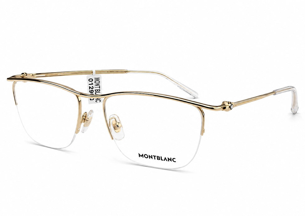 Mont Blanc MB 0170O gold half-rim rectangular eyeglasses, size 54, at Supreme Optique