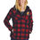 Thumbnail: Womens Eddie Bauer Flannel Jacket w/Hood Left Crest Logo Embroidered